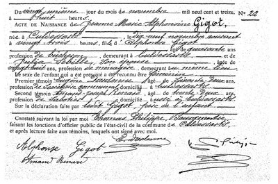 Jeanne Marie Alphonsine Gigot