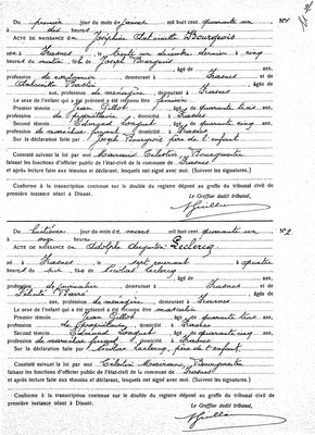 Actes de naissance 1 et 2