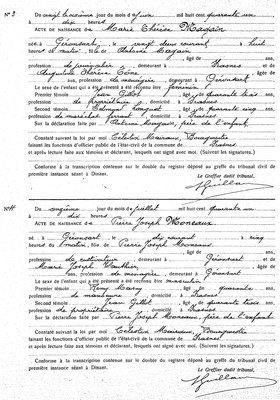 Actes de naissance 3 et 4