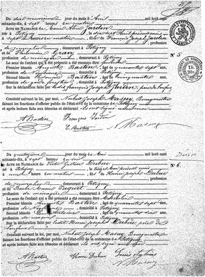 Actes de naissance 5 et 6